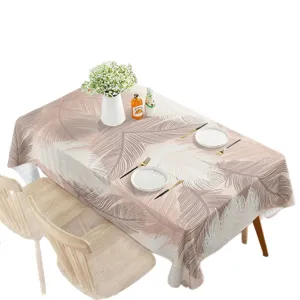 Waterproof rectangular tablecloth with tropical palm leaf pattern for dining table home decor aesthetic