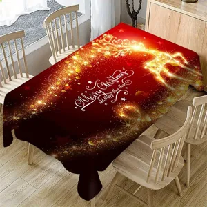 Mantel de navidad impermeable rectangular rojo funda de mesa decorativa festiva para comedor