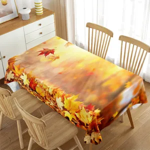 Tovaglia rettangolare con motivo di foglie d'acero autunnali per decorare il tavolo da pranzo.
