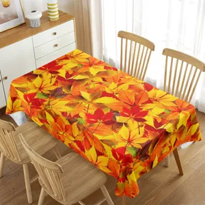 Autumn maple leaf rectangular waterproof tablecloth for dining table home decor holiday party