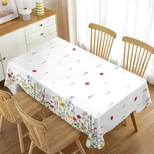 Waterdicht rechthoekig tafelkleed met elegante lente bloemmotief print voor de eetkamer.