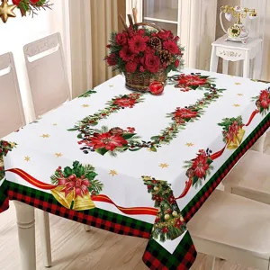 Mantel rectangular impermeable de Navidad cubierta de mesa festiva decoración fiesta