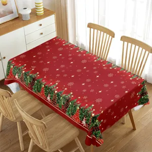 Tovaglia natalizia rettangolare impermeabile rossa decorazione per tavolo da pranzo festa