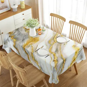 Mantel Impermeable Marmol Oro Rectangular Cubierta De Mesa De Comedor Moderna Hogar