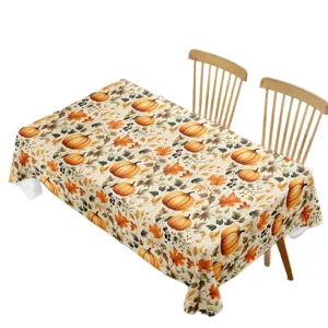Autumn pumpkin rectangular tablecloth waterproof fabric holiday decorative dining table cover