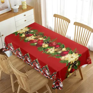 Tovaglia rettangolare di Natale rossa impermeabile decorazione per sala da pranzo