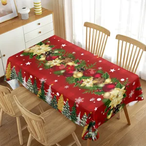 Natale impermeabile rettangolare tovaglia copritavola festivo rosso decorazione domestica