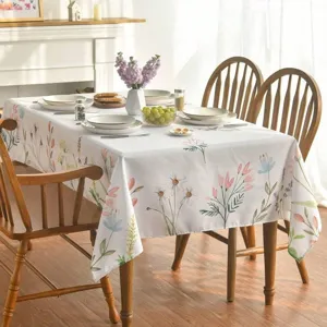 Mantel rectangular floral impermeable para decoración de comedor de primavera y verano