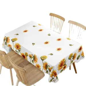 Tovaglia rettangolare impermeabile con girasoli per tavolo da pranzo, copertura in tessuto.