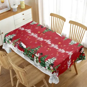Tovaglia Natalizia Impermeabile Rossa Rettangolare Tovaglia Festiva Decorazione per Tavolo da Pranzo di casa Forniture per Feste