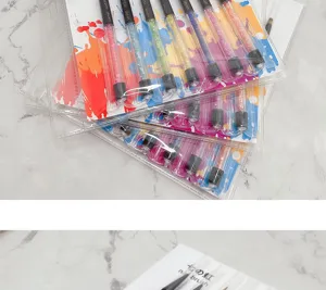 Set di pennelli per unghie in cristallo colorato manico glitterato 7 pezzi per nail art