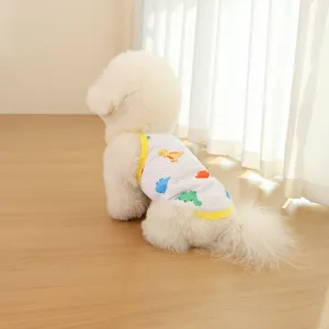 Breathable mesh summer pet vest featuring colorful dinosaur print, great for small dogs and cats.