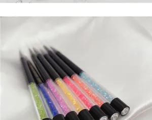 Set di pennelli per nail art in cristallo colorato strumento di manicure trasparente manico