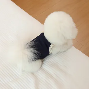Breathable summer lace pet vest for small dogs and cats, cute blue puppy shirt apparel.