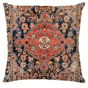 Fodera per cuscino stampa mandala stile tappeto orientale vintage, cuscino decorativo.