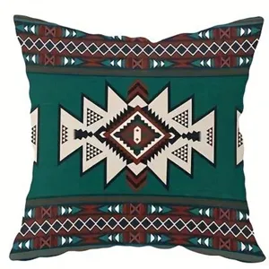 Federa per cuscino stampata geometrica azteca vintage turchese senza imbottitura
