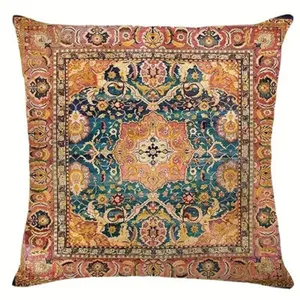 Fodera per cuscino quadrata con motivo mandala tappeto persiano vintage arredamento