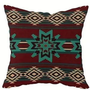 Fodera per cuscino decorativo in lino con stampa geometrica retrò stile etnico casa