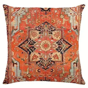 Fodera per cuscino in lino stampato mandala vintage, copricuscino geometrico retrò senza imbottitura.