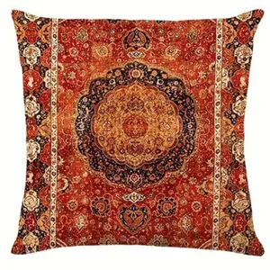 Fodera per cuscino vintage con stampa mandala stile tappeto persiano, copricuscino arredo.