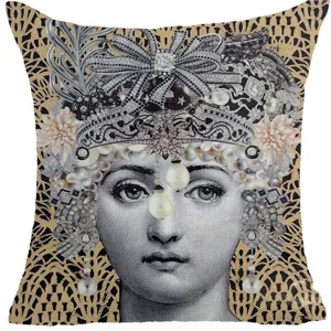 Fodera per cuscino stampata d'arte vintage con design di ritratto classico per la casa