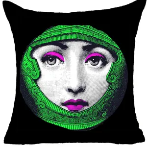 Fodera per cuscino stile pop art vintage con ritratto di donna retrò per divano di casa