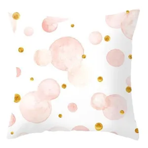 Pink watercolor polka dot throw pillow cover for living room sofa bedroom decoration.
