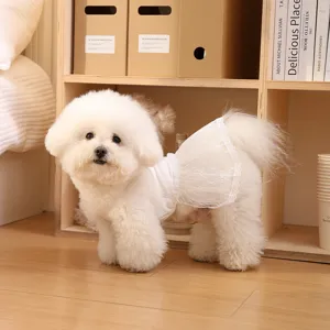 Spring summer lace pet dress for small dogs cats cute white tutu skirt puppy apparel detail view