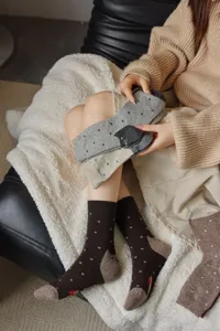Chaussettes d'hiver en laine épaisse pour femme chat mignon pois vintage style japonais bien chaud
