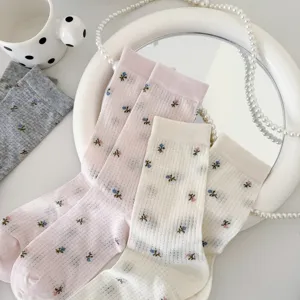 Japanische florale Mesh-Socken atmungsaktiv Fruehling Sommer schick ins-Stil Damensocken pack