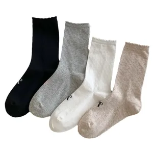Chaussettes mi-hautes mignonnes en dentelle avec nœud style japonais pour femmes printemps été