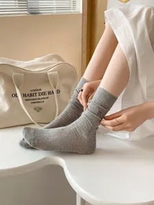 Bow embroidery women socks sweet girl mesh mid-tube socks comfortable breathable style