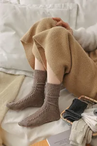 Calzini spessi invernali da donna in lana con trecce accoglienti vintage casual caldi