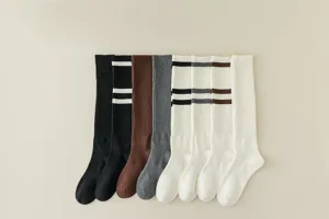 Knee high socks for women Japanese JK style thick knit long fashion hosiery winter