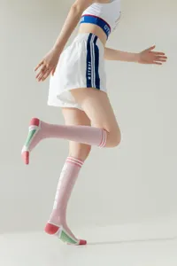 Women long sports socks athletic knee high fashion trendy slimming breathable comfortable