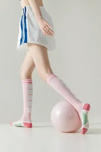 Women knee high compression socks fashion sports athletic long tube socks trendy pink socks