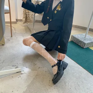 Japanese style diamond pattern sheer knee high socks for women, summer thin hosiery.