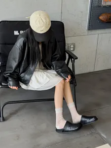 Sheer thin white summer socks for women, Japanese style translucent crew socks daily wear.