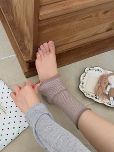 Women's silk stirrup socks summer thin solid color ribbed ankle sleeves dance yoga socks