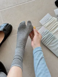 cotton split toe socks for women summer thin mid tube solid color tabi socks breathable