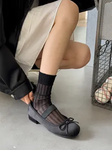 Women sheer striped socks summer thin transparent breathable fashion casual daily wear comfortable