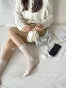 Sweet ballet style women mesh mid tube socks with cute bow embroidery, breathable summer socks.