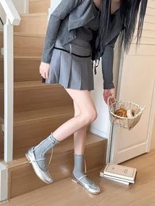 Korean style sweet ruffle mid-tube socks with cute bow ribbon for women daily wear