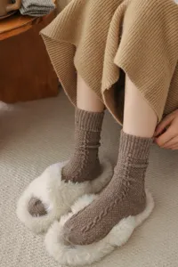 Accoglienti calze spesse in lana con trecce da donna, calde e morbide per autunno e inverno.