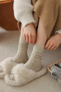 Calze lana trecce donna autunno inverno spesse medio-tubolari vintage calde comode dettaglio