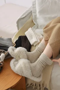 Comode calze invernali spesse in maglia a trecce per donna, calde calze lunghe stile retro.