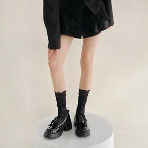 Ballet style lace ruffle stack socks women summer thin breathable hollow mid-tube socks