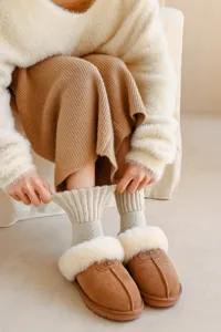 Calcetines de invierno de lana gruesa de tubo medio forrados de forro polar muy calentitos