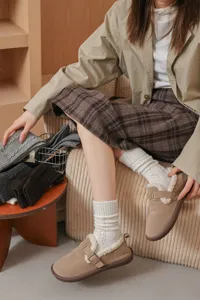 Calzini slouch in lana con trecce da donna, inverno autunno vintage tinta unita comodi