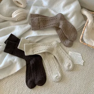 Calzini in lana lavorati a maglia donna autunno inverno retro tinta unita slouchy set